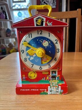 1960’s Fisher Price Music Box Teaching Clock 998